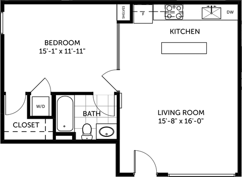 a floor plan of a bedroom apartment